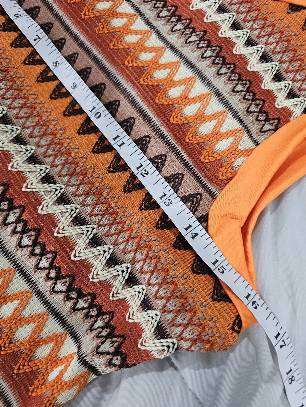 Geo Print Split Thigh Tank Maxi Dress Orange Brown Knit Size Large Pullover - Picture 10 of 11